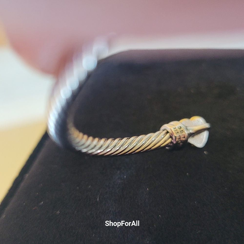 David Yurman Silver Bracelet with Gold Heart Accent - Picture 11 of 16